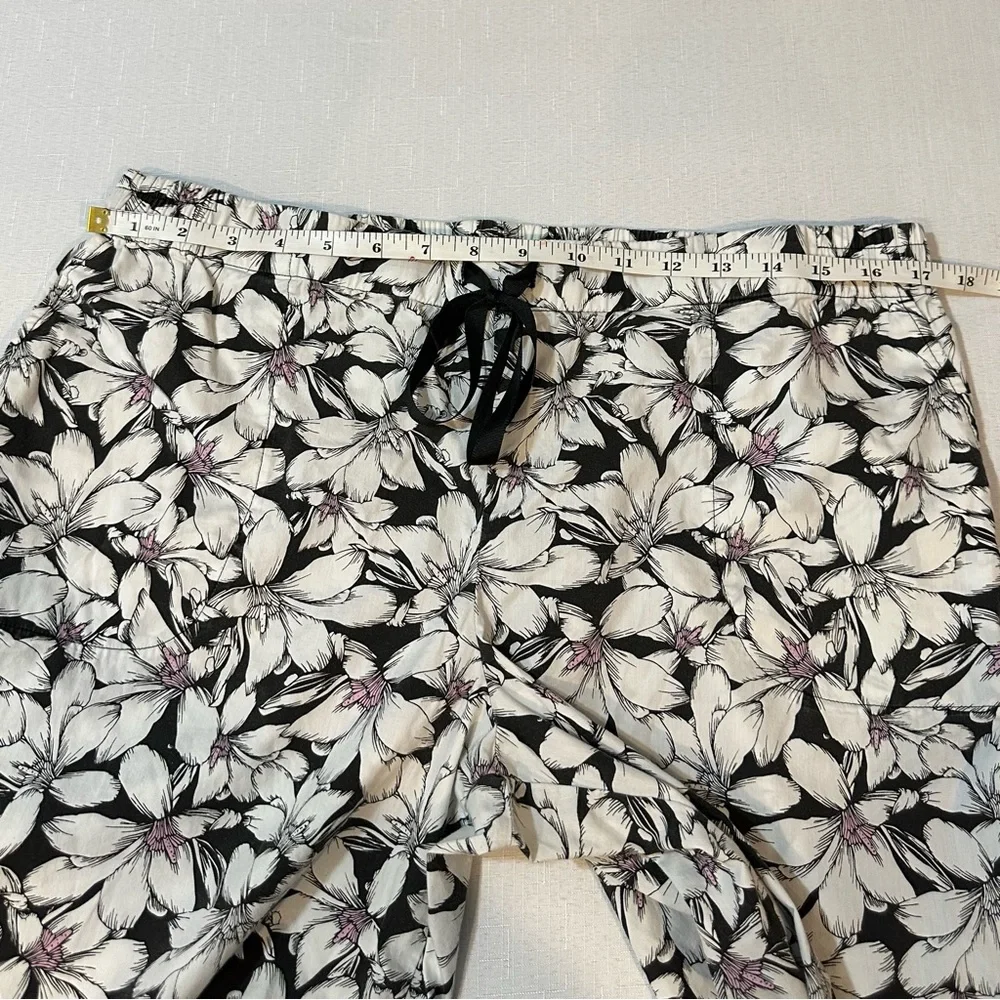 Soma Black White Floral Pajama Lounge Pants L - Picture 8 of 12